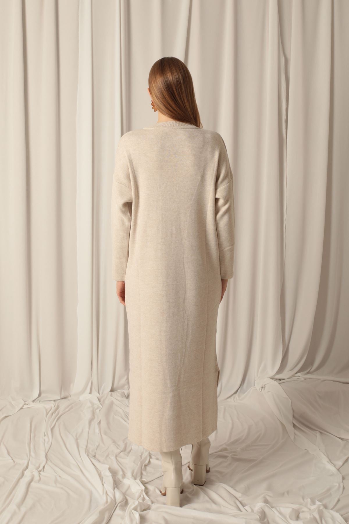 Triko Kumaş Taş Maksi Elbise